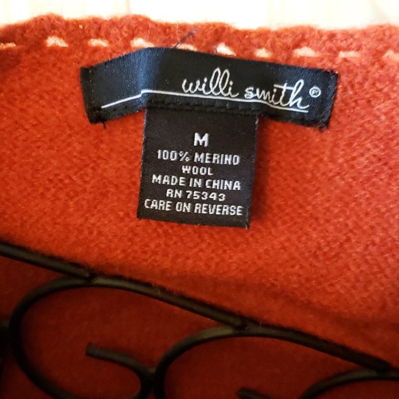 Gorgeous Willi Smith Merino Wool Cardigan Rust Orange EUC Size M - Picture 4 of 6